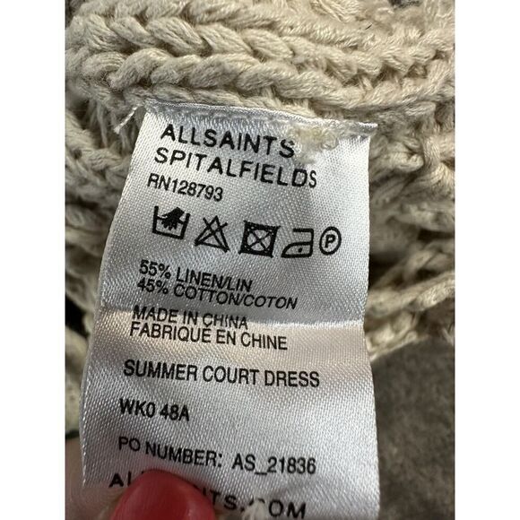 All Saints Hand Crochet Summer Court dress in Sand sz 4 US 8 UK - Picture 10 of 11